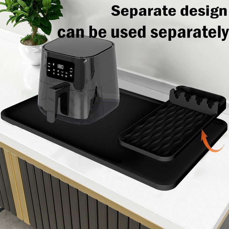 ZJSTRO Silicone Heat Resistant Mats for Countertop,25.59''x15.75''Air Fryer Mat with Kitchen Accessories Holder Pad Compatible with Ninja,Microwave Oven,Coffee Maker,Cosor Kitchen Countertop Protector - Image 3